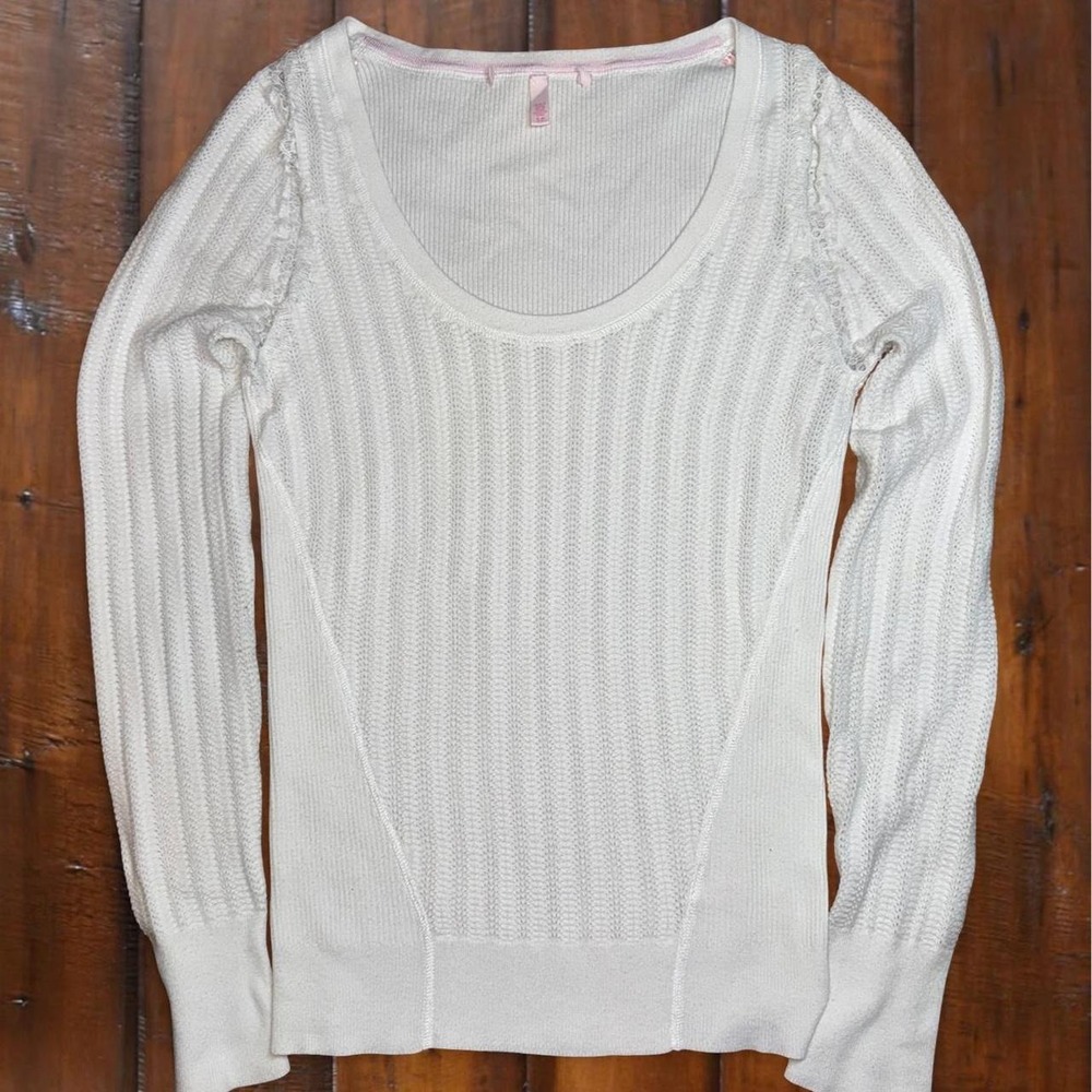 Victoria's Secret White Ribbed Sweater Top Small Y2K Coquette‎ Balletcore